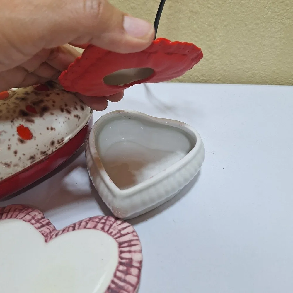 11pc Vintage Heart Decor Trinket Box Lot Valentine Cottagecore Shabby Chic